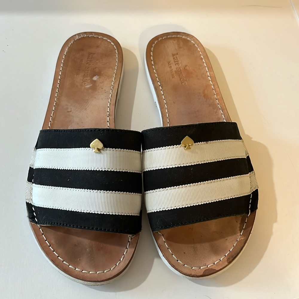 KATE SPADE IMPERIAL OPEN TOE LEATHER SLIDE SANDAL SIZE 7